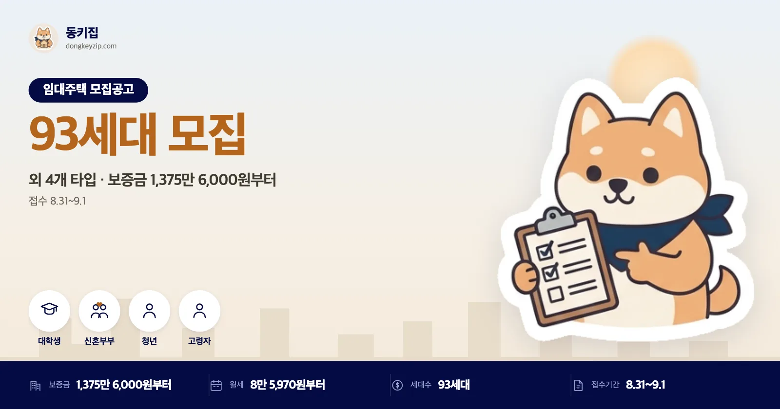 군산금암·군산신역세권 행복주택 예비입주자 모집, 청년 보증금 1,230만원부터 시작!
