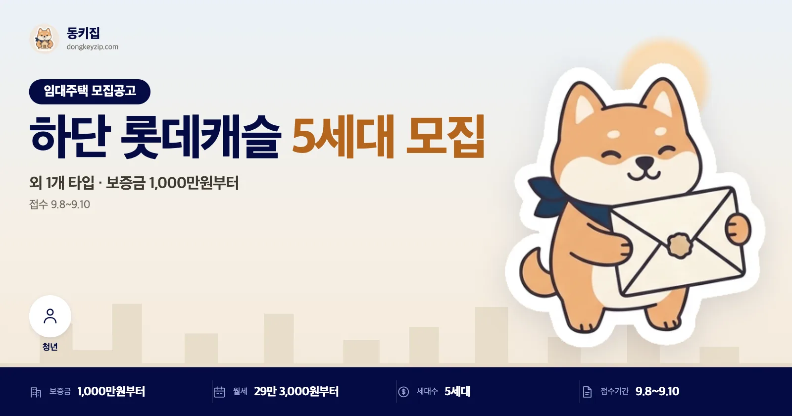 부산 사하 하단 롯데캐슬 임대주택 6세대, 세대별 임대료가 달라요