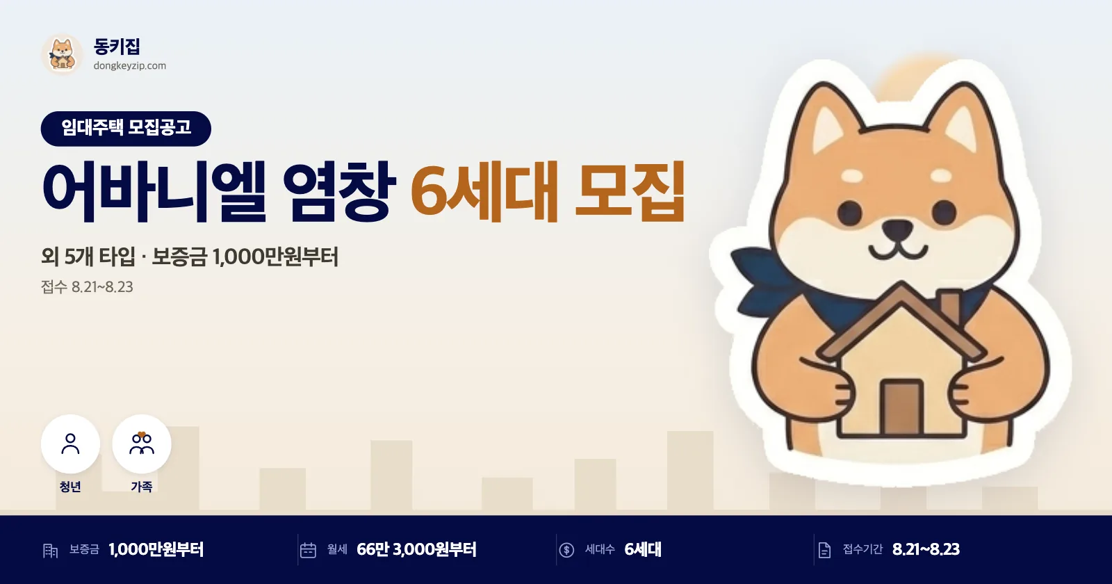 어바니엘 염창 공실세대 재모집, 보증금 1천만원에 월세 66만~83만원